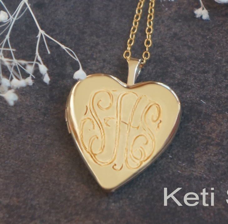 monogram heart locket