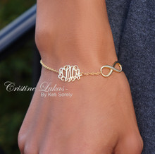 Monogrammed Initials Bracelet or Anklet With Infinity - Choose Your Metal