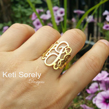 Swirly Monogram Initials Ring - Handmade From Sterling Silver or Solid Gold