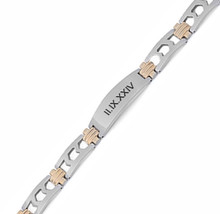 Men's Engraved Name Bracelet -  Stainless Steel With Yellow Gold
