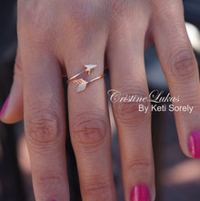 Adjustable Wrap Arrow Ring - By Pass Ring in Solid Gold