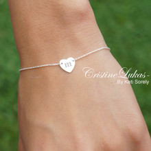 Hand Engraved Heart Bracelet with Single Initial - Choose Your Metal