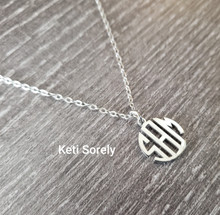 Monogram Charm Necklace  With Modern Block Letters - Choose Metal 