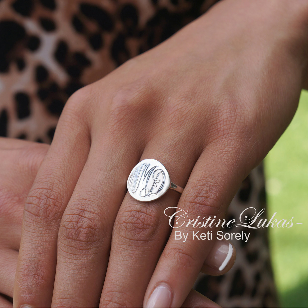 Name Ring Sterling Silver Couples Ring Anniversary Gift Hand Carved Personalized 7mm Band Slanted Script Initials