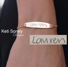 Use Your Handwritten Message - Engraved Bracelet - Choose Metal