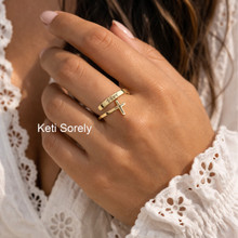 Personalized Name Ring with Cross - Double Wrap Ring  - Choose Your Metal