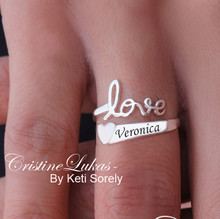 Personalized Promise, Expression or Name Ring with Heart - Choose Metal