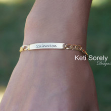 Engraved Name Plate Bracelet  with Large Chain - Yellow Gold