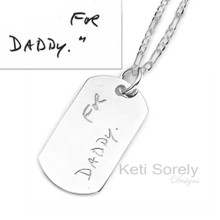 Engrave Your Handwriting - Memmorial Message Pendant For Man - Sterling Silver