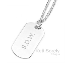 Hand Engraved Initials ID Pendant For Man - Sterling Silver