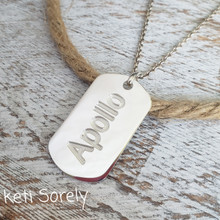 Hand Engraved Initials ID Pendant For Man - Sterling Silver