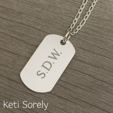 Hand Engraved Initials ID Pendant For Man - Sterling Silver
