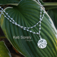 Double String Pearl Necklace with Monogrammed Initials.