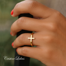 Celebrity Style Sideways Cross Ring - Choose Your Metal