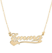 Personalized Name Necklace With Heart - Choose Your Metal