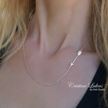 Sideways Arrow Necklace In sterling silver or Solid Gold