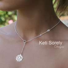 Lariat Monogram Necklace With Arrow Symbol - Choose Metal