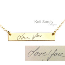 Handwritten Name, Word Or Signature Bar Necklace - Choose Your Metal