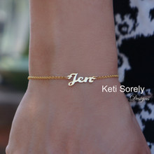 Hand Made Name Bracelet with Script Font -  Choose Your Metal