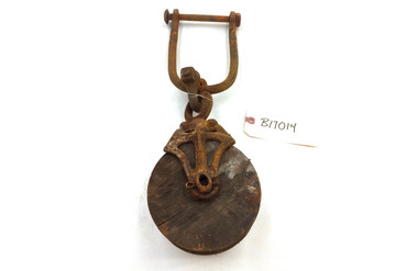 Antique Cast-Iron & Wood Pulley #2