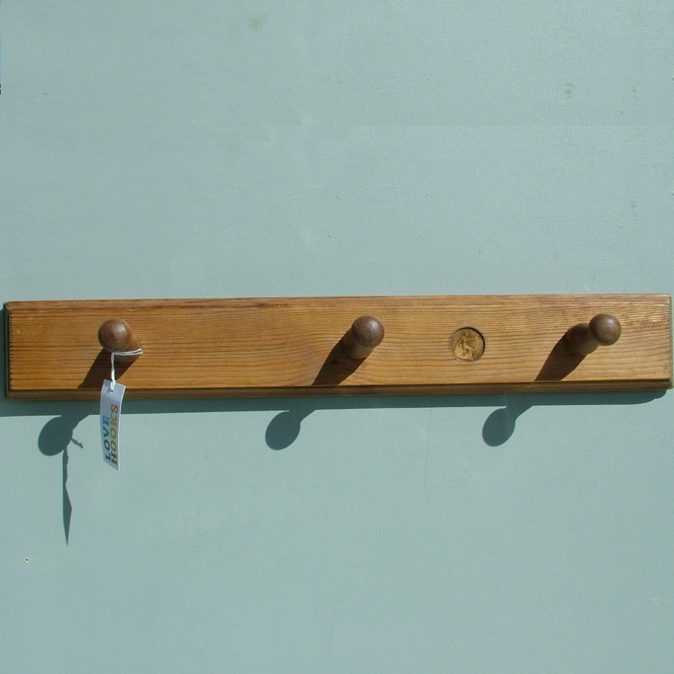 Somerset Pine Classic three peg hook Coat Rack LOVEHOOKS Limited