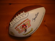 Autographed Jerry Rice San Francisco 49ers Signature Wilson Football w/ Stand