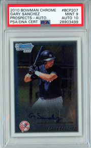 2020 Bowman Chrome Gary Sanchez #BCP207 Prospects Auto PSA 9