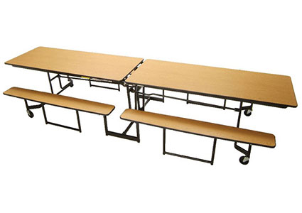 Mitchell Furniture Systems NP12 Full Benches with Black Powder Coated Frame 12 Feet Long