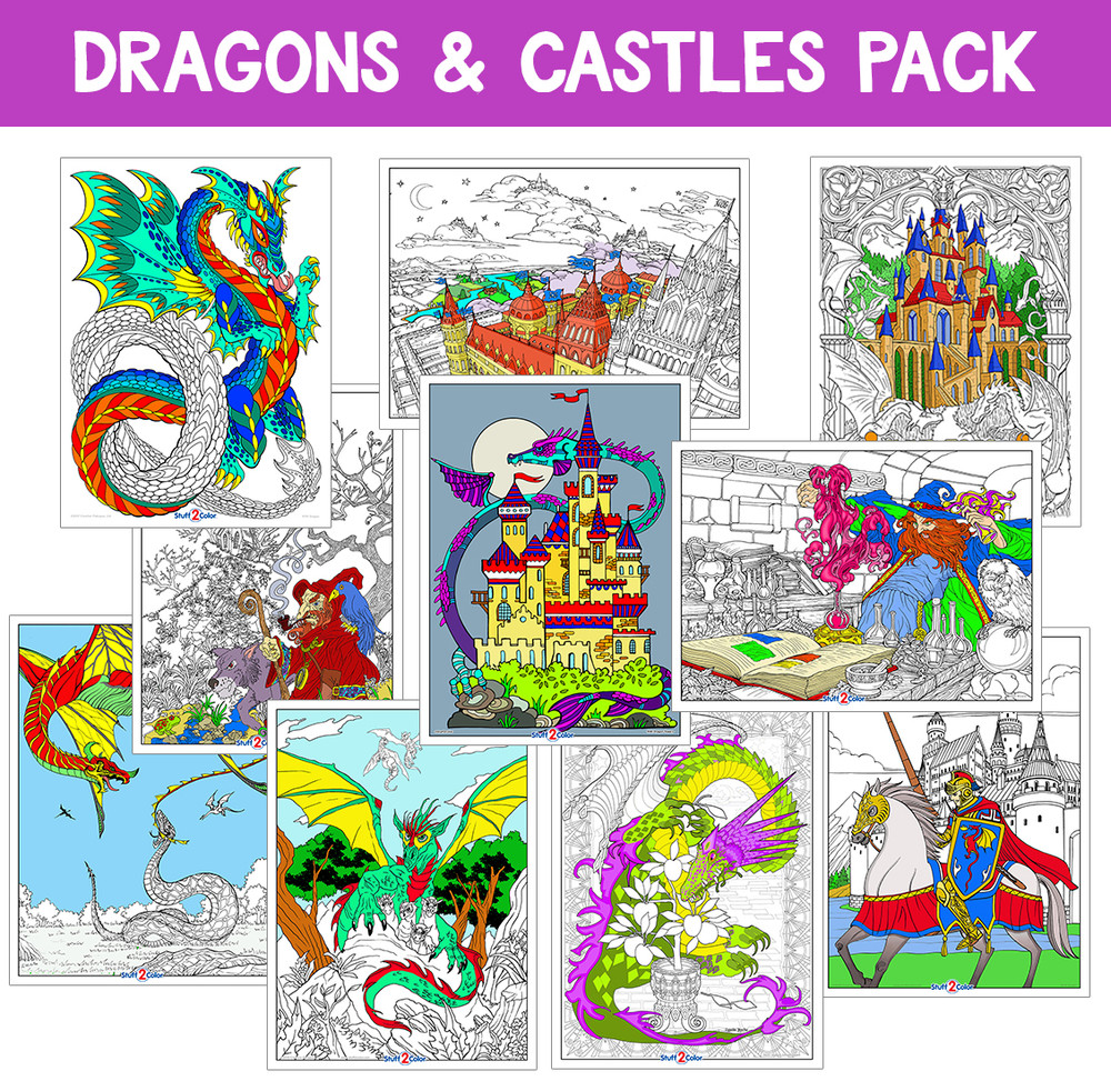 Line Art Coloring Posters 10x14 Inch Best Sellers 10-Pack 