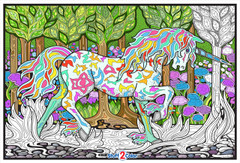 Giant, detailed, magical. 
Have fun completing this Forest Unicorn giant coloring poster.