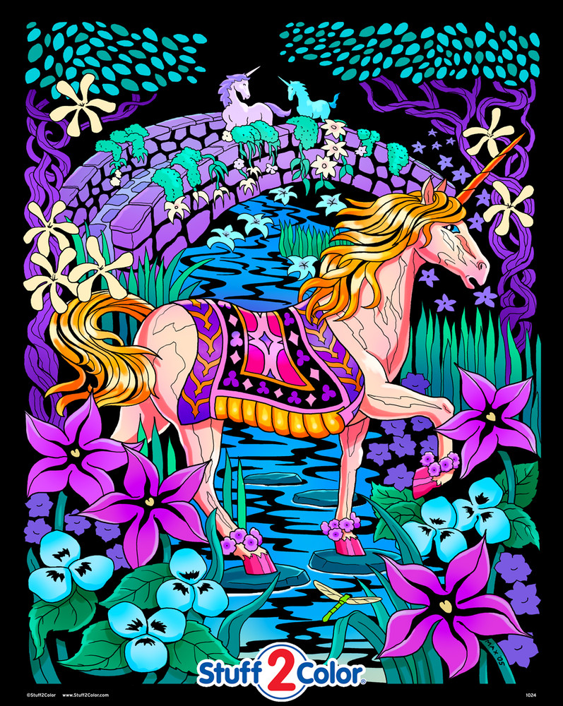 Unicorn Princess - Large 23x20 Inch Fuzzy Velvet Coloring Poster