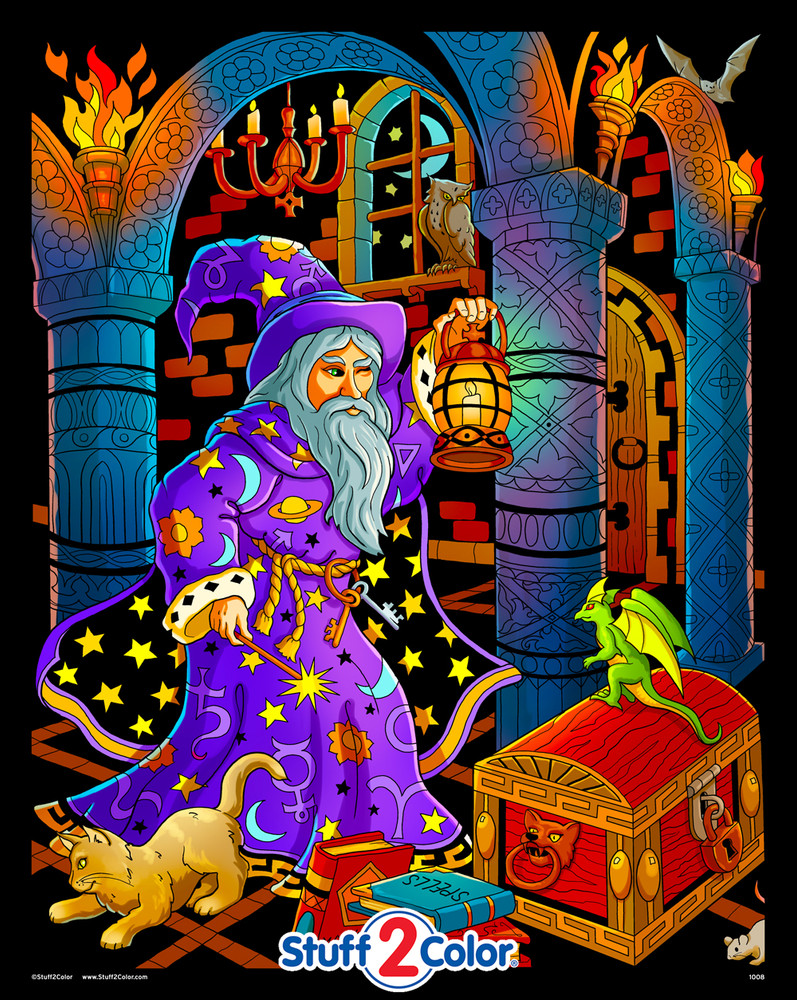 Wizard Lantern - Fantasy Velvet Coloring Poster - Stuff2Color
