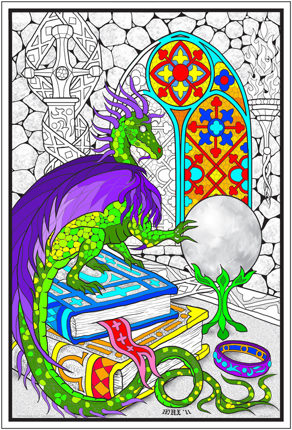 Download Dragon Crystal Ball - Giant Coloring Poster - Stuff2Color