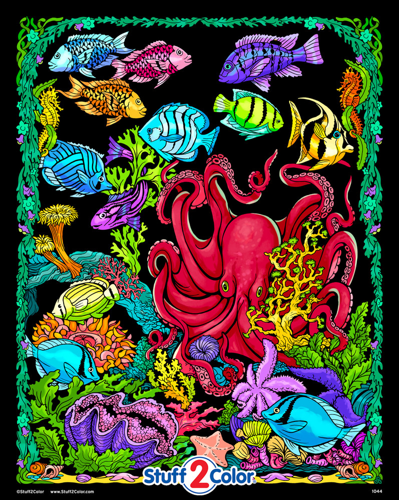 Octopus Den - Velvet Design to Color - Stuff2Color