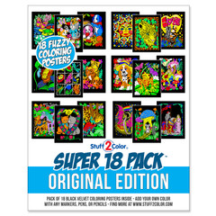 Super 18 Pack Fuzzy Velvet Coloring Posters (Original Edition)