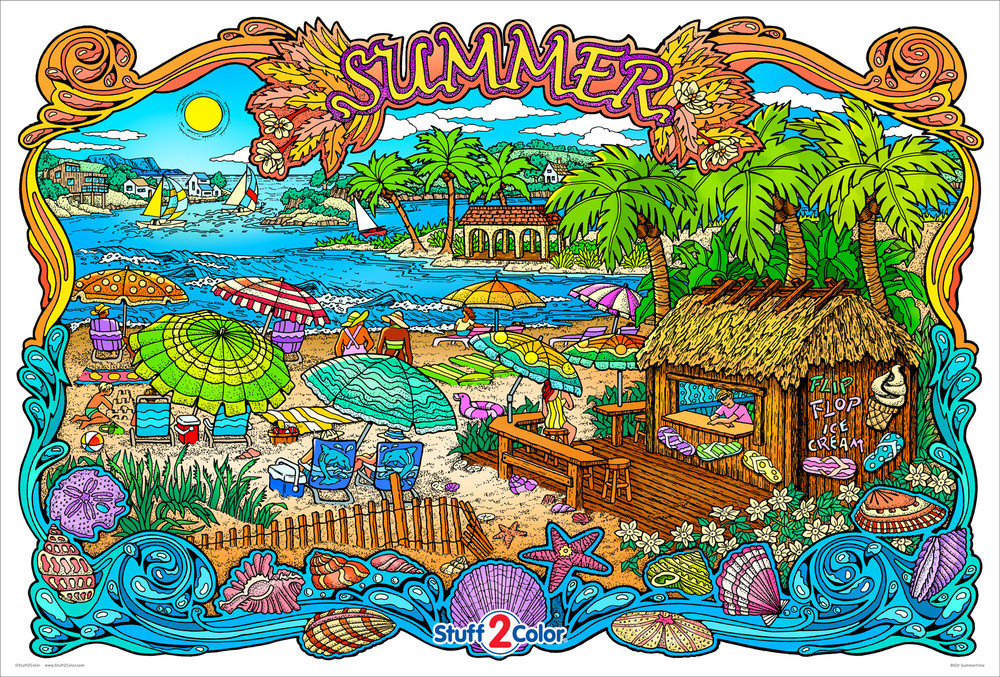 Download Summertime - Giant Coloring Poster - Stuff2Color