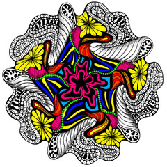 Time Warp Mandala - Line Art
