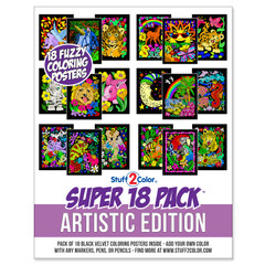 Super 18 Pack of Fuzzy Velvet Coloring Posters (Artistic Edition)
