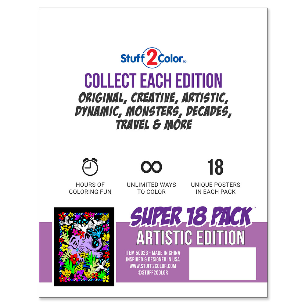 Stuff2Color Super Confezione Da 18 Poster Fuzzy Velvet 20,3