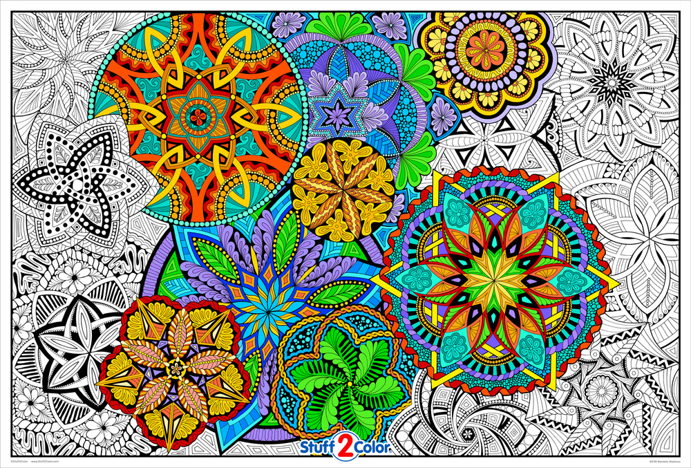 Download Giant Coloring Poster Mandala Madness - Huge Coloring for Kids and Adults - Super Detailed ...