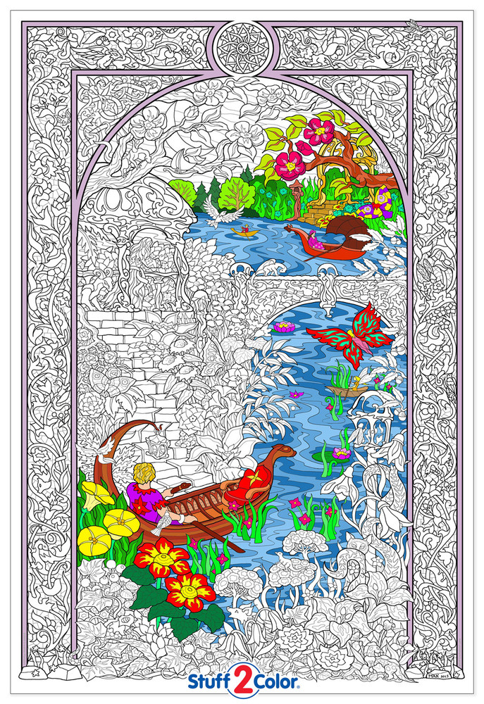 Enchanted Lake - Giant Coloring Poster with Hidden Flowers