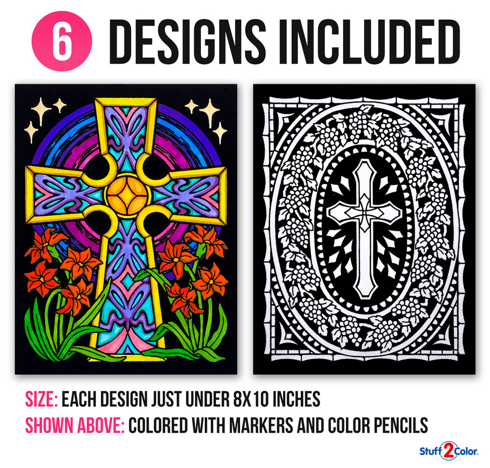 Crosses 6 Pack of Fuzzy Coloring Posters - Stuff2Color