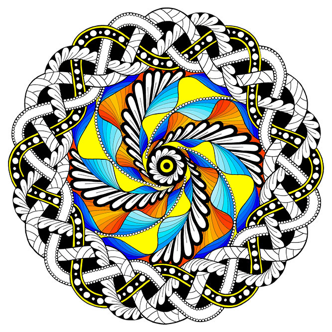 Woven Mandala - Line Art - Stuff2Color