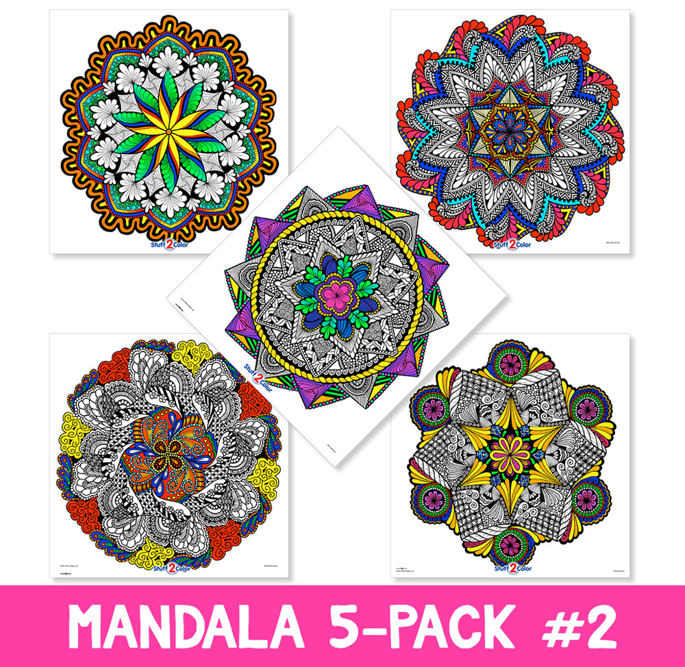 Paisley Bloom Mandala Large 22x22 Inch Coloring Poster 