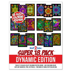 Super 18 Pack of Fuzzy Velvet Coloring Posters (Dynamic Edition)