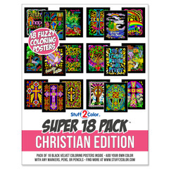 Super 18 Pack of Fuzzy Velvet Coloring Posters (Christian Edition)