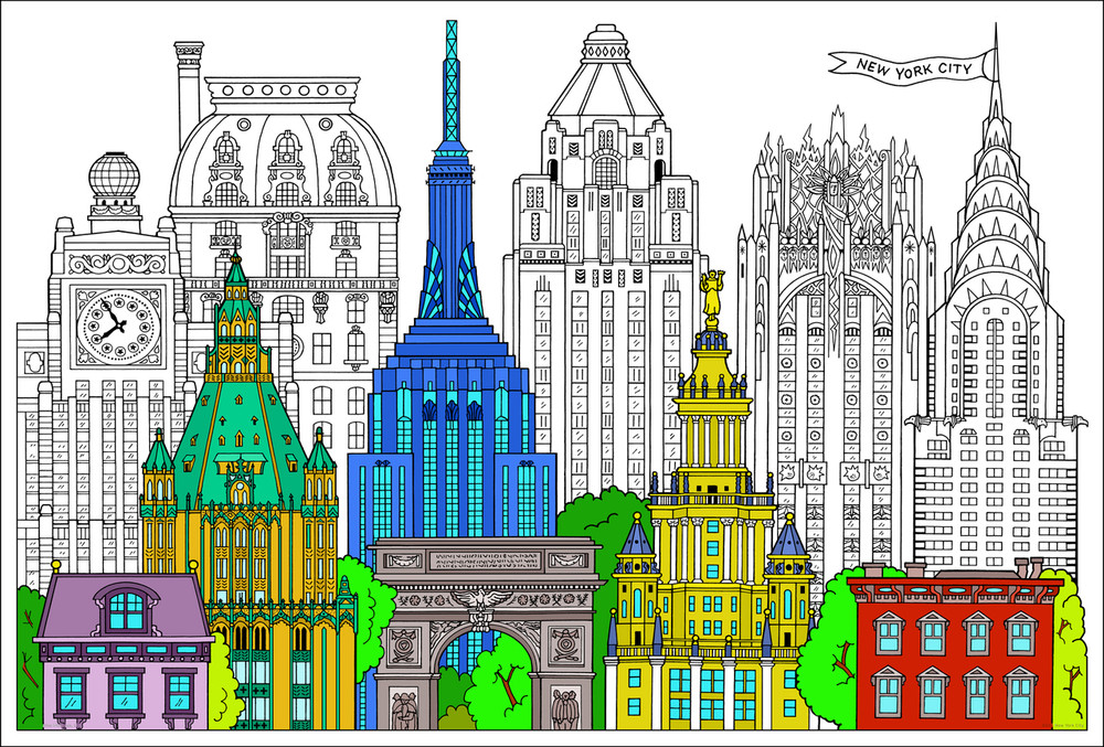 New York City 32½ x 22 Inches Giant Coloring Poster 