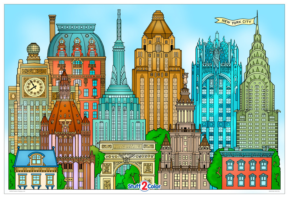New York City - Giant Coloring Poster - Stuff2Color