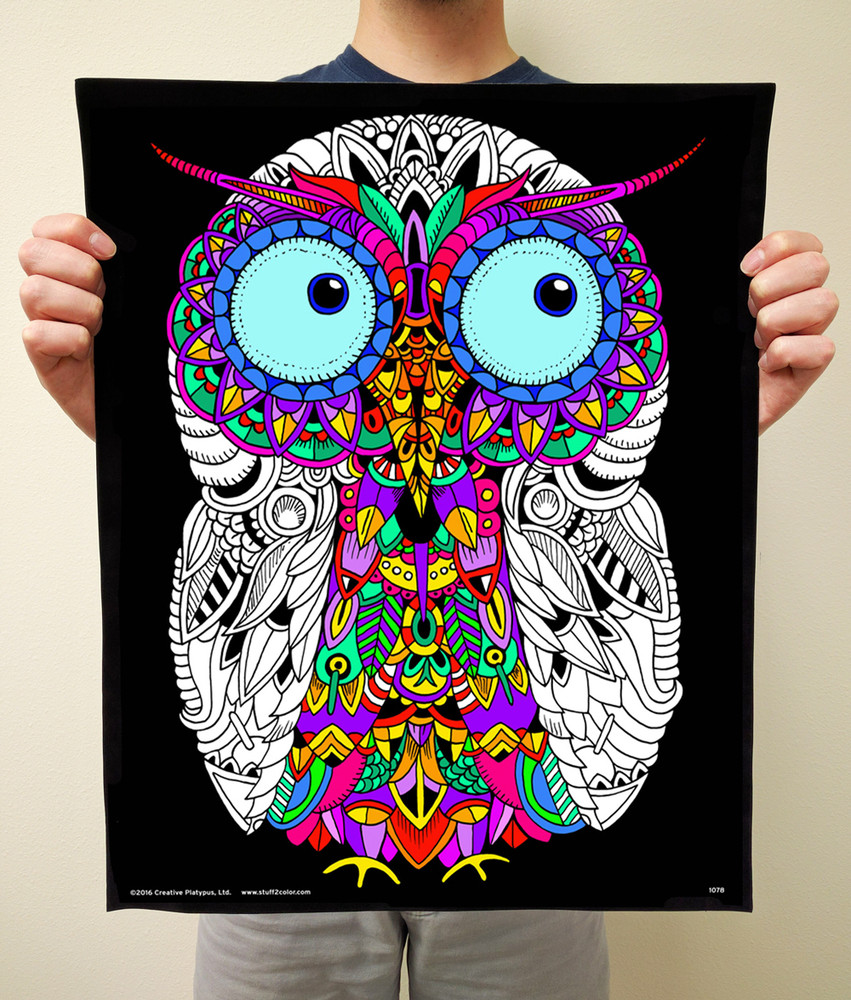Large  Owl Velvet Colouring Picture Board design As Shown 