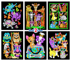 Cool Animals 6-Pack Fuzzy Velvet Coloring Posters